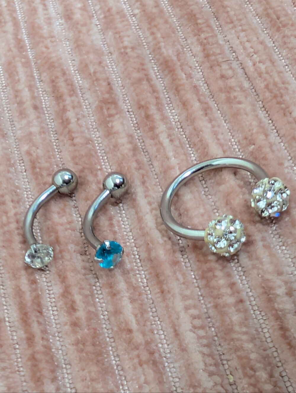 Body Piercing Set: Rhinestone Horseshoe & Curved Barbells